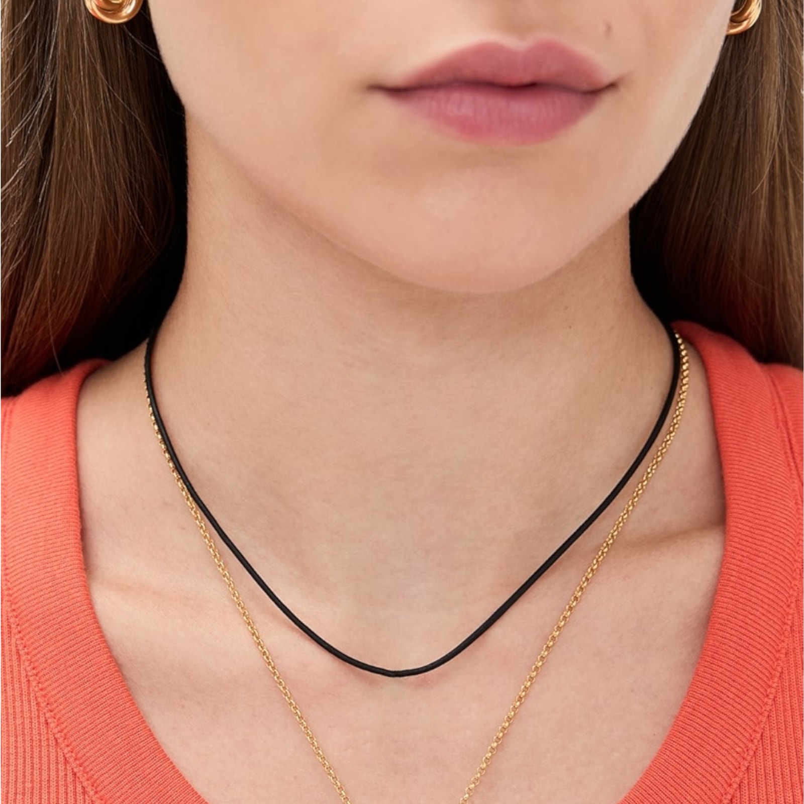 Zoe Chicco 14k Gold Leather Cord Necklace In Black — image 2 of 8